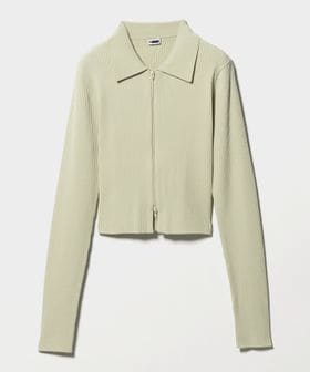 H BEAUTY&YOUTH/＜H＞レーヨンナイロン リブジップカーディガン/カーディガン / ボレロ