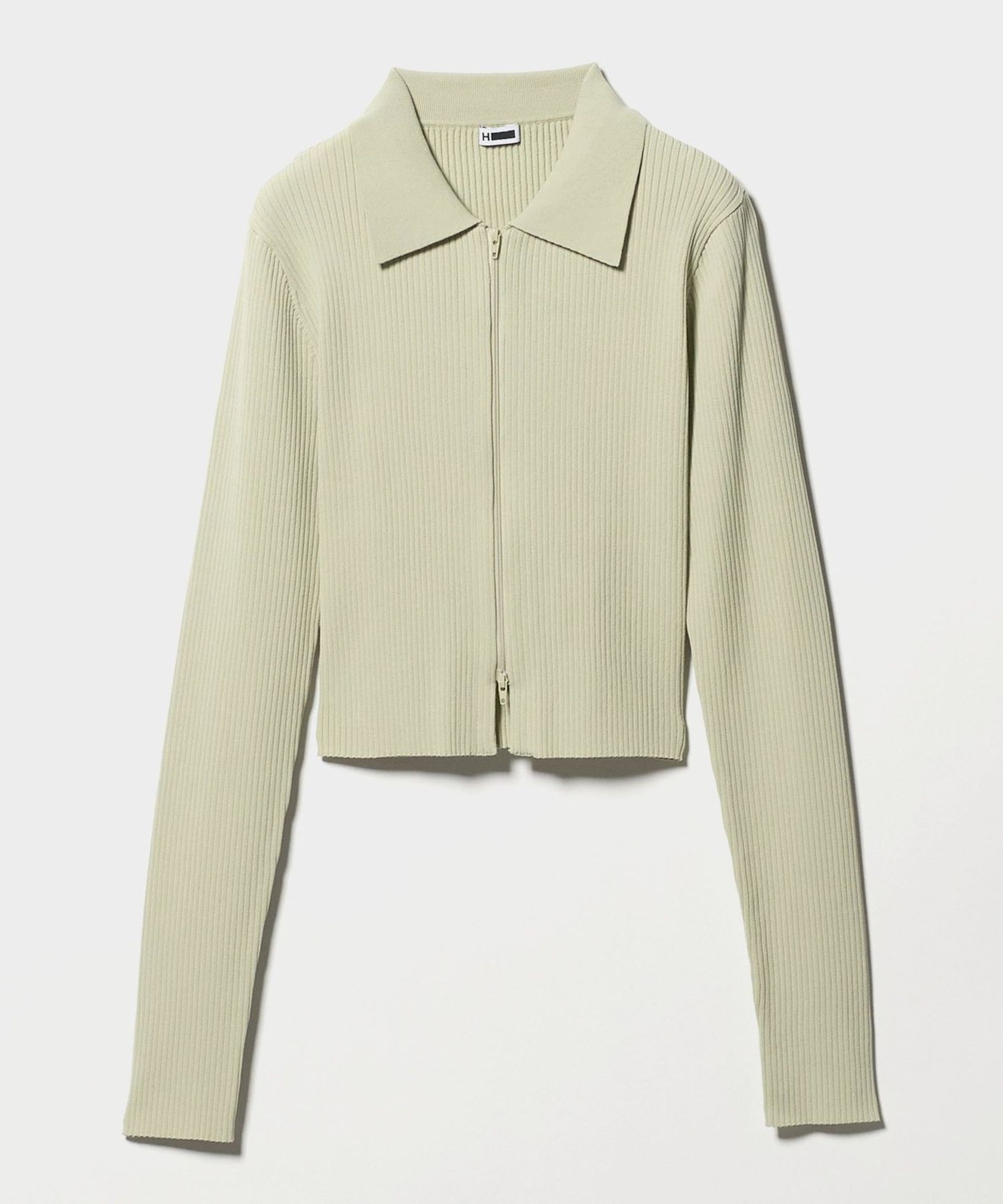 H＞レーヨンナイロン リブジップカーディガン