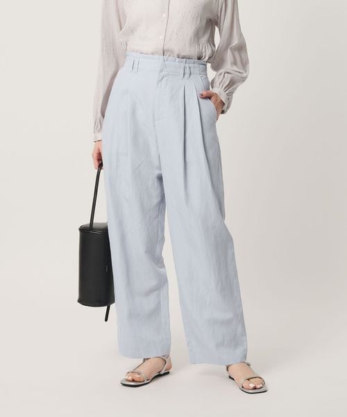 BEAUTY&YOUTH/麻ブレンド バックゴム タック ワイドパンツ/イージーパンツ