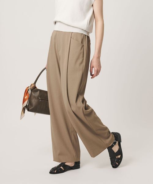 BEAUTY&YOUTH/ポリエステルブレンド バックゴム ワイドパンツ ウォッシャブル/イージーパンツ