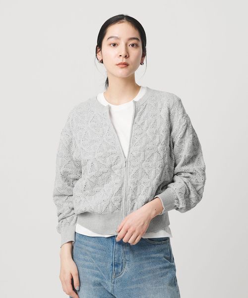 BEAUTY&YOUTH/【WEB限定 Wardrobe DAILY MINIMAL】レース ジップカーディガン ウォッシャブル/カーディガン / ボレロ
