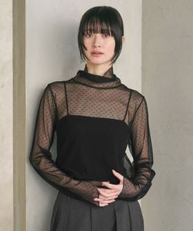 BEAUTY&YOUTH/【WEB限定 Wardrobe DAILY MINIMAL】ドット チュールタートルネックプルオーバー ウォッシャブル/Tシャツ / カットソー