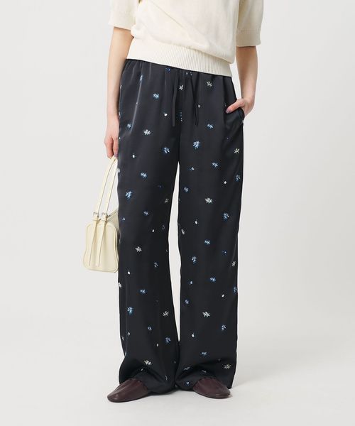 BEAUTY&YOUTH/フラワー エンブロイダリー ドローストリング パンツ ウォッシャブル/イージーパンツ