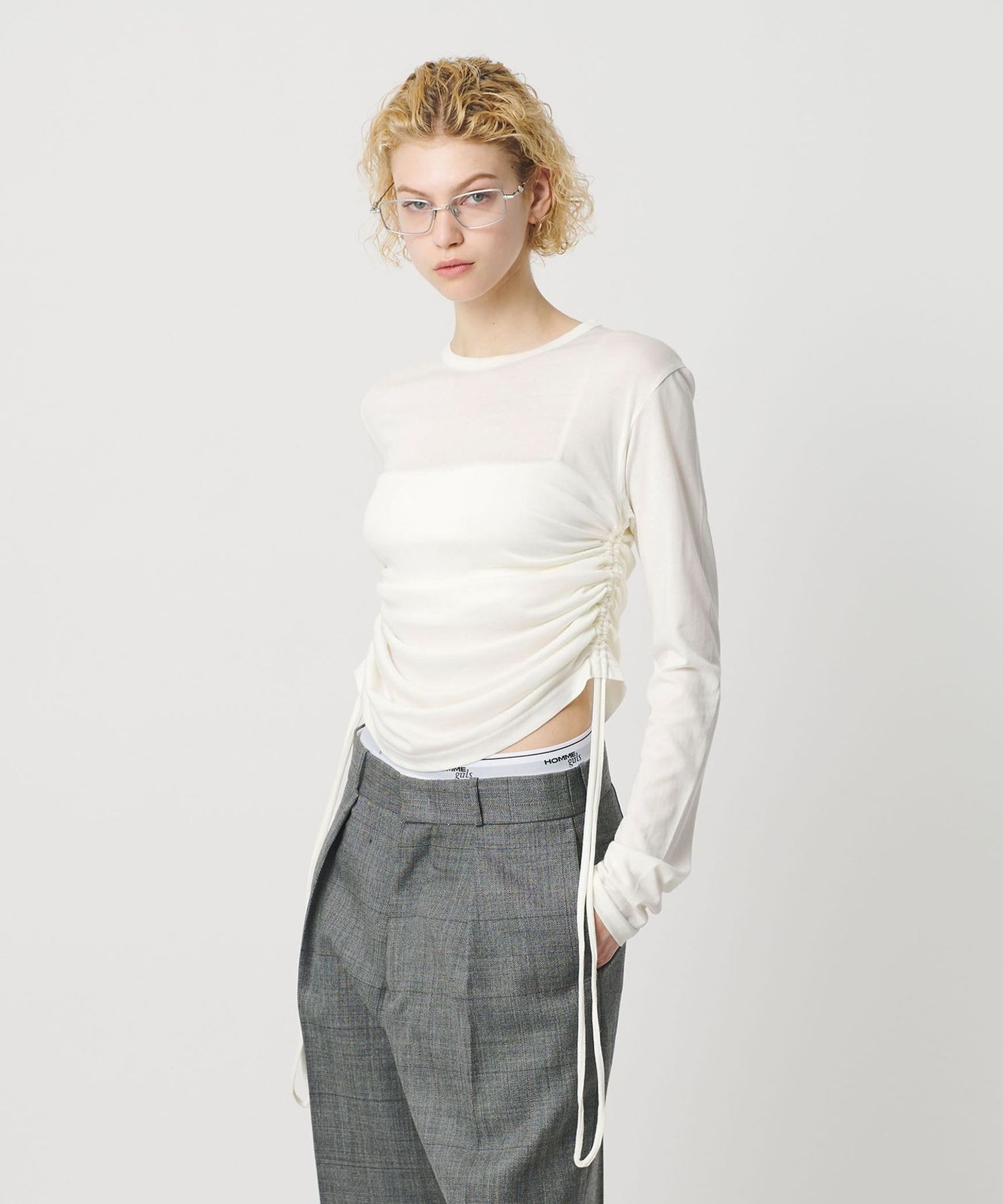 【新品】H BEAUTY&YOUTH レーヨンコットンシャーリングロングスリーブ H＞レーヨンコットン シャーリング ロングスリーブ