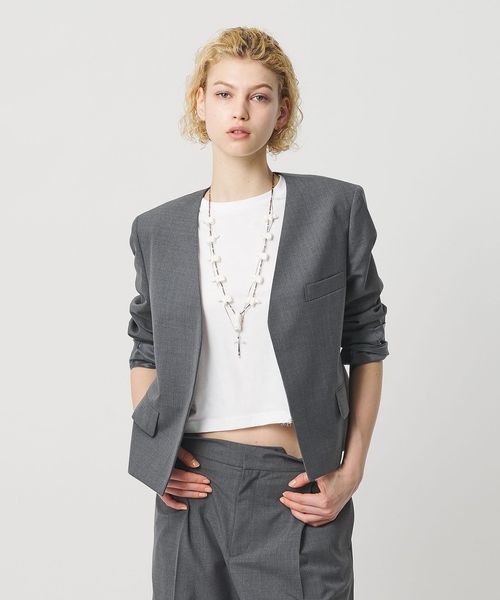 H BEAUTY&YOUTH/＜Ｈ＞トロピカルクロス Vネック ジャケット/ノーカラージャケット