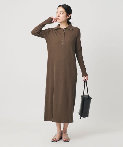BEAUTY&YOUTH/【WEB限定】ポロカラー リブワンピース/ワンピース