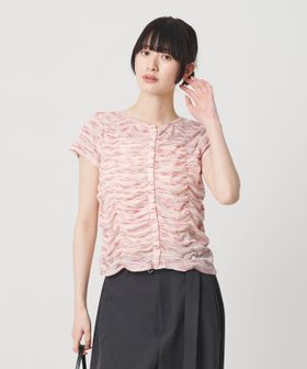 BEAUTY&YOUTH/【WEB限定】カスリボーダー シャーリングトップス 2WAY/Tシャツ / カットソー