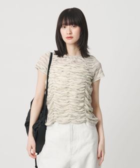 BEAUTY&YOUTH/【WEB限定】カスリボーダー シャーリングトップス 2WAY/Tシャツ / カットソー