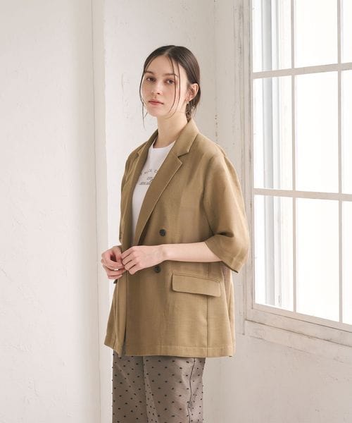 BEAUTY&YOUTH/ポリエステル メッシュ ハーフスリーブ ジャケット ウォッシャブル/テーラードジャケット