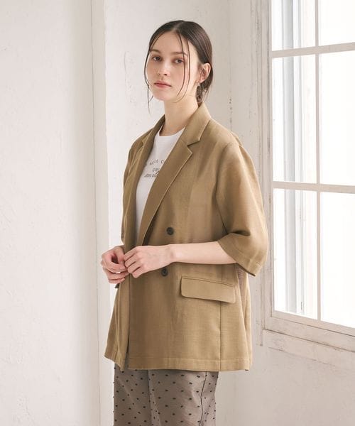 BEAUTY&YOUTH/ポリエステル メッシュ ハーフスリーブ ジャケット ウォッシャブル/テーラードジャケット