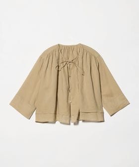 BEAUTY&YOUTH/麻ブレンド フロントリボン ティアード シャツ ウォッシャブル/シャツ / ブラウス