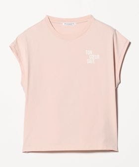BEAUTY&YOUTH/コットン ロゴプリント フレンチスリーブ Tシャツ/Tシャツ / カットソー