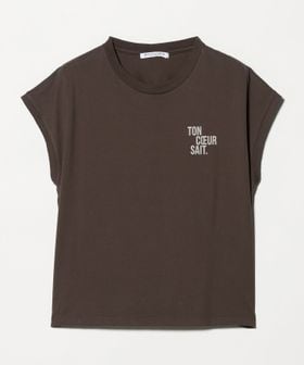 BEAUTY&YOUTH/コットン ロゴプリント フレンチスリーブ Tシャツ/Tシャツ / カットソー