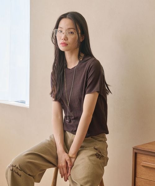 BEAUTY&YOUTH/コットンポリエステル ラメ ショートスリーブ カットソー/Tシャツ / カットソー