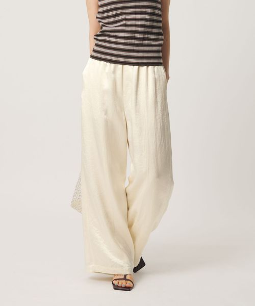 BEAUTY&YOUTH/アセテートサテン ワイド イージーパンツ ウォッシャブル/オフホワイト/イージーパンツ