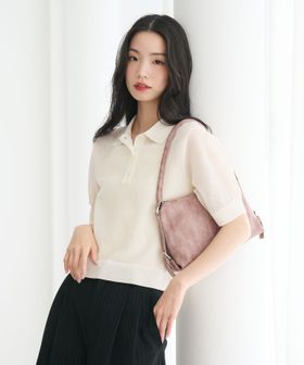 BEAUTY&YOUTH/メッシュ ポロニット プルオーバー ウォッシャブル/ニット / セーター