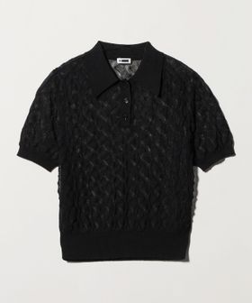 H BEAUTY&YOUTH/＜H＞コットンナイロン オープンワーク ポロカラーニット/ニット / セーター