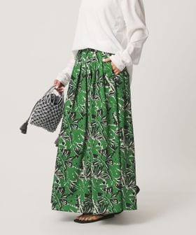 BEAUTY&YOUTH/【WEB限定】フラワープリント タックスカート ウォッシャブル/ミモレ / ロング