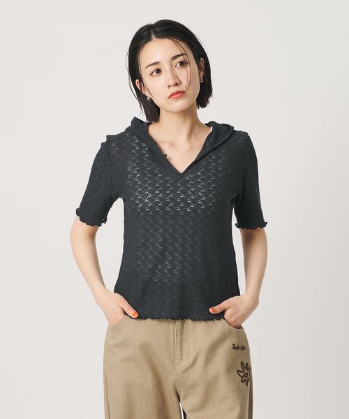 BEAUTY&YOUTH/レース ショートスリーブ フーディ/Tシャツ / カットソー