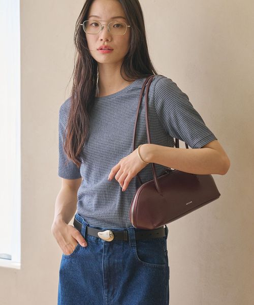 BEAUTY&YOUTH/シャーリング コンパクト ボーダー Tシャツ/Tシャツ / カットソー