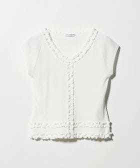 BEAUTY&YOUTH/コットン リブ フリル キャップスリーブ カットソー/Tシャツ / カットソー