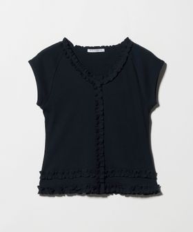 BEAUTY&YOUTH/コットン リブ フリル キャップスリーブ カットソー/Tシャツ / カットソー