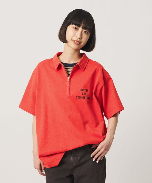 BEAUTY&YOUTH/コットンポリエステル ジップ ビッグ ポロシャツ/ポロシャツ