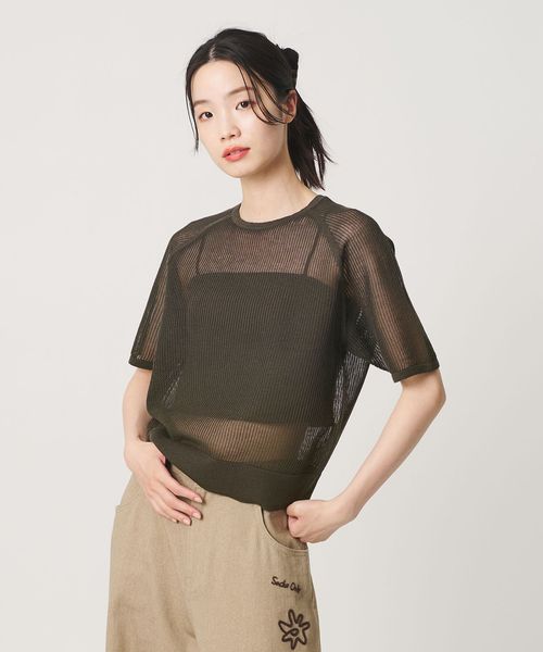 BEAUTY&YOUTH/メッシュ ラグランスリーブ ニットプルオーバー ウォッシャブル/ニット / セーター