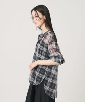 BEAUTY&YOUTH/【WEB限定】オンブレーチェック シアーバンドカラーシャツ ウォッシャブル/シャツ / ブラウス