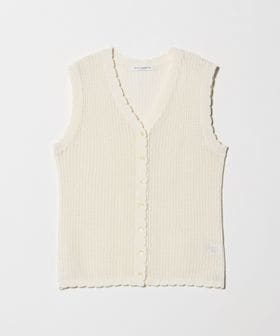BEAUTY&YOUTH/スカラップ Vネック メッシュ ニットベスト/ベスト