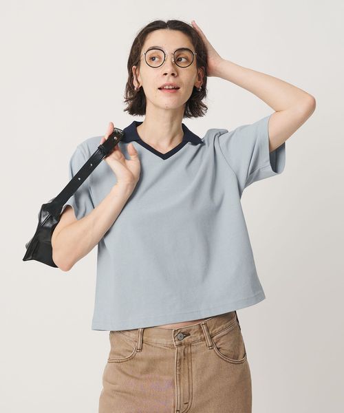 BEAUTY&YOUTH/コットン 2トーン Vネック プルオーバー/Tシャツ / カットソー