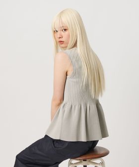 BEAUTY&YOUTH/【WEB限定 Wardrobe DAILY MINIMAL】ペプラム2WAY ノースリーブリブニット ウォッシャブル/ニット / セーター