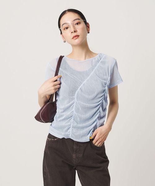 BEAUTY&YOUTH/シャーリング メッシュ Tシャツ/Tシャツ / カットソー