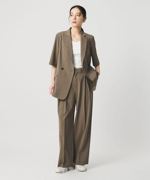 BEAUTY&YOUTH/2タック ワイドパンツ 吸水速乾 防シワ/イージーパンツ