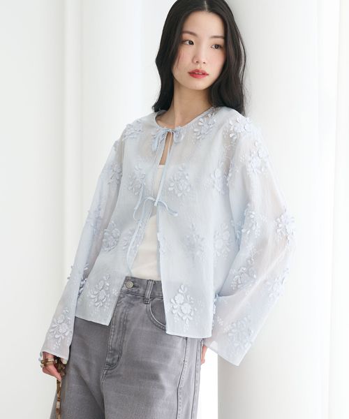 BEAUTY&YOUTH/セルロースナイロン エンブロイダリーシャツ 2WAY/シャツ / ブラウス