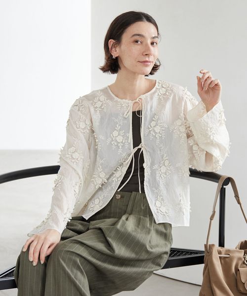 BEAUTY&YOUTH/セルロースナイロン エンブロイダリーシャツ 2WAY/シャツ / ブラウス