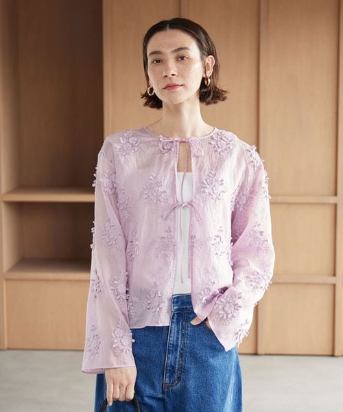 BEAUTY&YOUTH/セルロースナイロン エンブロイダリーシャツ 2WAY/シャツ / ブラウス