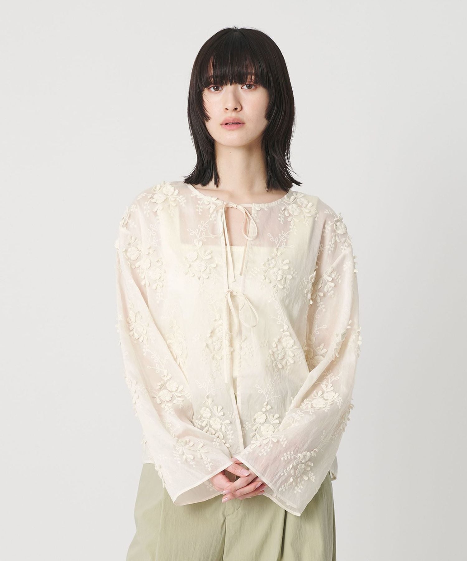 BEAUTY&YOUTH セルロースナイロンエンブロイダリー シャツ 26SS セルロースナイロン エンブロイダリーシャツ 2WAY