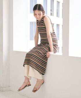 BEAUTY&YOUTH/コットン メッシュ ボーダーワンピース/ワンピース