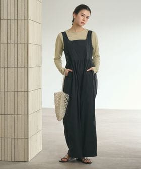 BEAUTY&YOUTH/【WEB限定 Wardrobe DAILY MINIMAL】ギャザーノースリーブ オールインワン 接触冷感 UVカット はっ水/オーバーオール / オールインワン