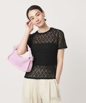 BEAUTY&YOUTH/フラワーレース ショートスリーブ プルオーバー/Tシャツ / カットソー