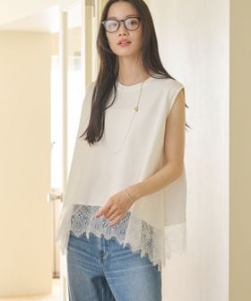 BEAUTY&YOUTH/【WEB限定】レースコンビ ノースリーブカットソー/Tシャツ / カットソー