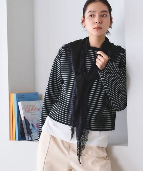 BEAUTY&YOUTH/【WEB限定 Wardrobe DAILY MINIMAL】リバーシブルボーダー ニットプルオーバー ウォッシャブル/ニット / セーター