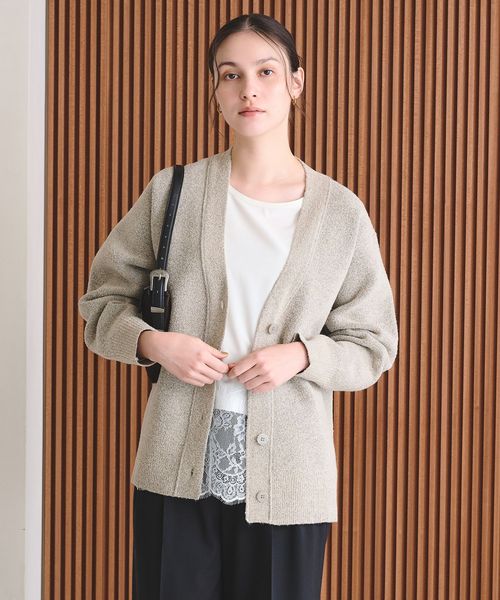 BEAUTY&YOUTH/【WEB限定 Wardrobe DAILY MINIMAL】ブークレ Vネック ニットカーディガン/カーディガン / ボレロ