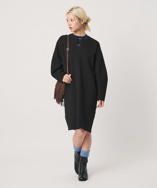 BEAUTY&YOUTH/【WEB限定 Wardrobe DAILY MINIMAL】ジャガード スキッパー ニットワンピース/ワンピース