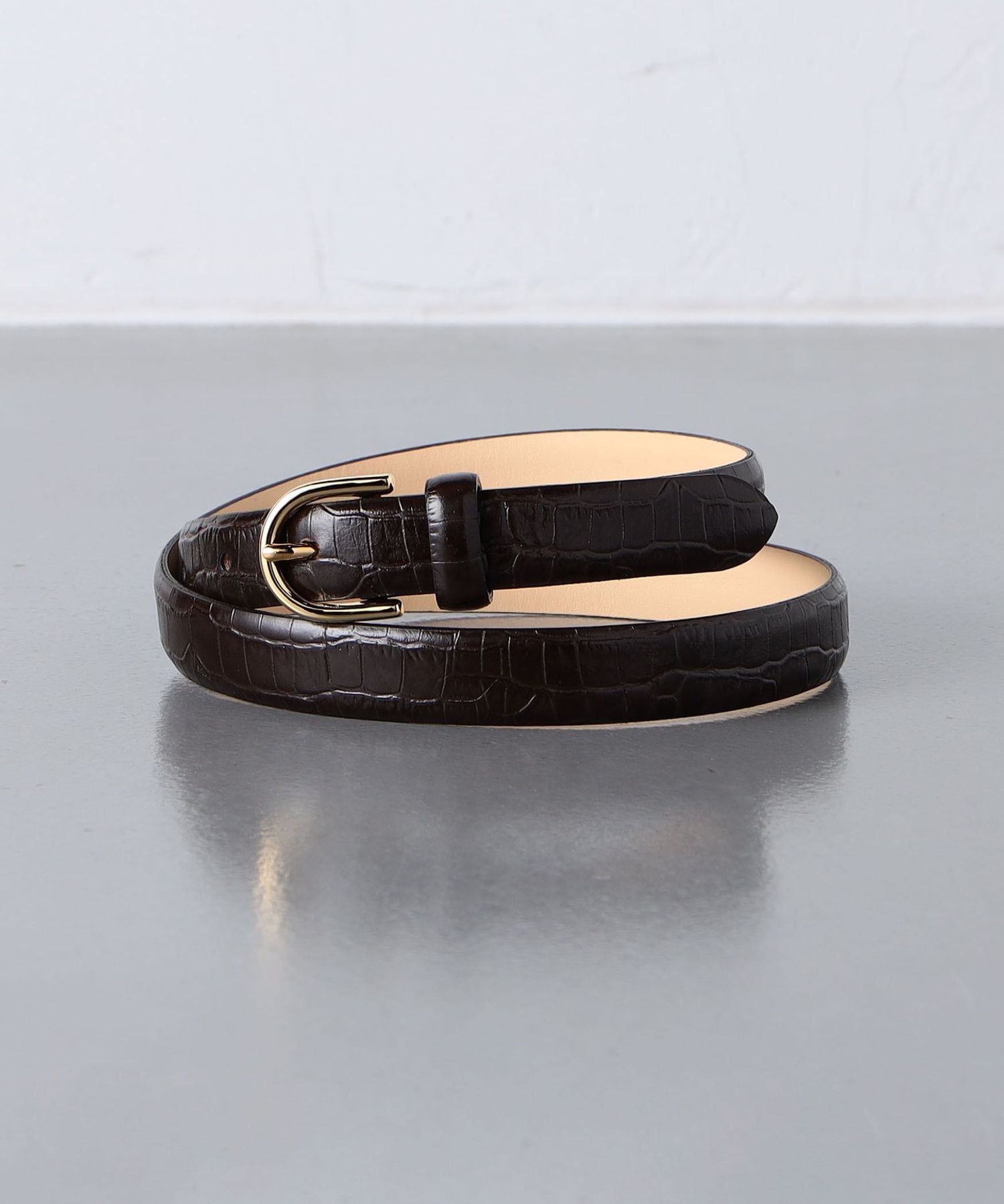 ユナイテッドアローズ 真鍮 クロコダイル スエードメッシュ ベルト イタリア製 ユナイテッドアローズ 真鍮 クロコダイル スエードメッシュ