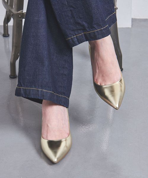 カンカン　ユナイテッドアローズ　ポインテッド チャンキーパンプス　シルバー カンカン様専用 ユナイテッドアローズ ポインテッド チャンキー