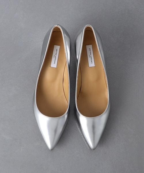 カンカン　ユナイテッドアローズ　ポインテッド チャンキーパンプス　シルバー カンカン様専用 ユナイテッドアローズ ポインテッド チャンキー