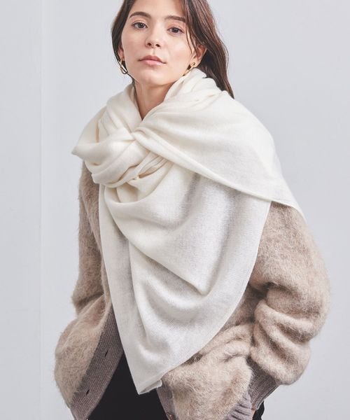 UNITED ARROWS ユナイテッドアローズ カシミヤニットストール グレー カシミヤ ニットストール