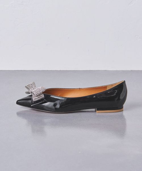 新品未使用 PIPPICHIC ANNA V リボン パテントパンプス ブラック 別注】＜PIPPICHIC＞ANNA V リボン パテント パンプス